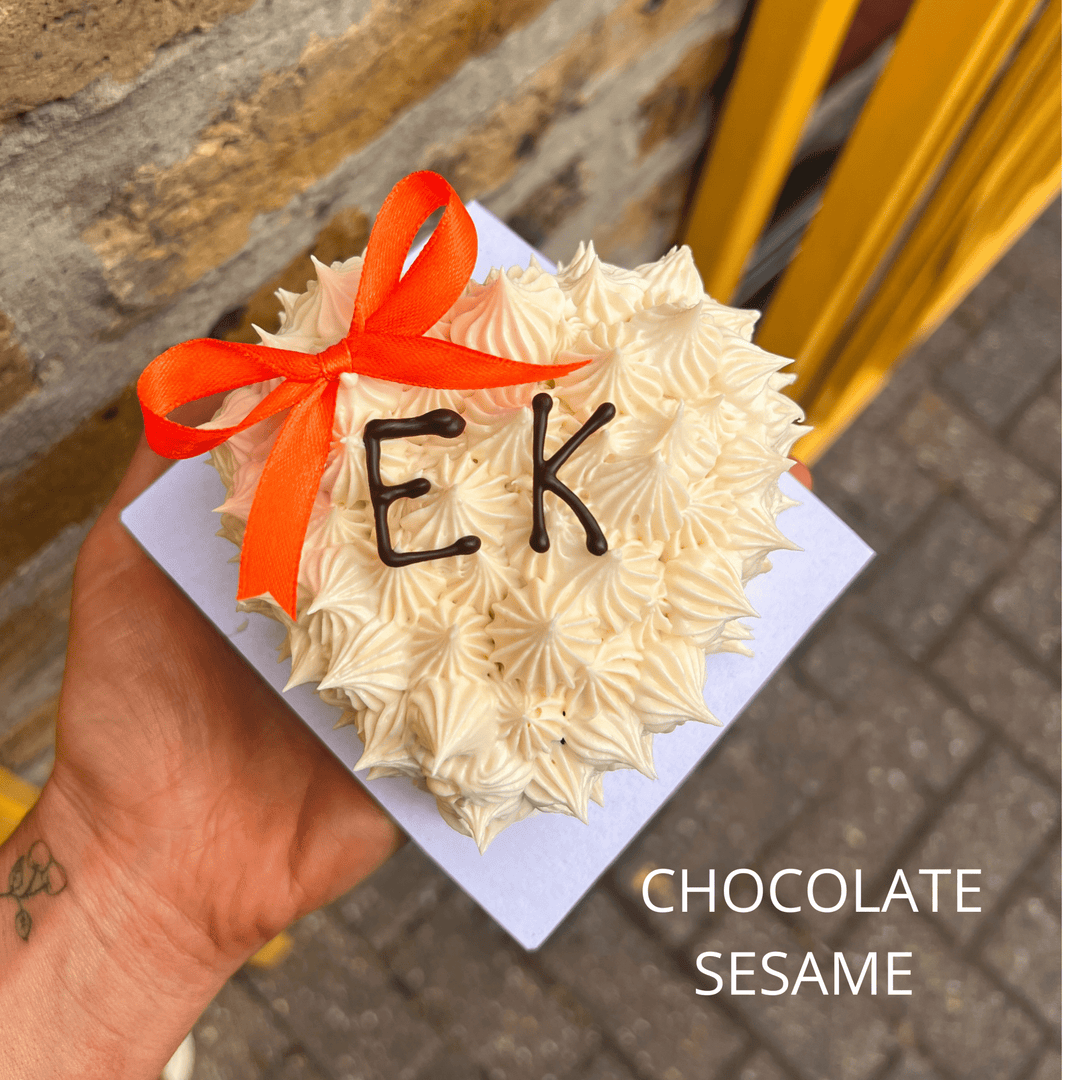 Mini Heart Shape Cake London Chocolate Sesame Personalised