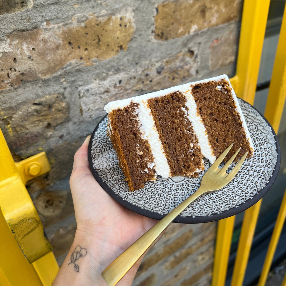 Pumpkin Spice Cake Slice with Cream Cheese